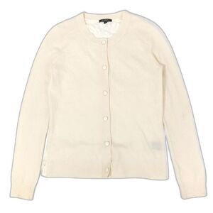 VINTAGE Saks Fifth Wool Cashmere Lace Cottagecore Button Cardigan Sweater Cream